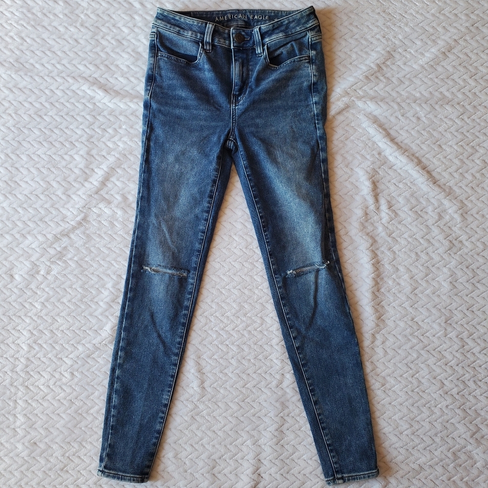 AEO Hi-Rise Jegging Stone Washed Jeans Size 2 Regular
